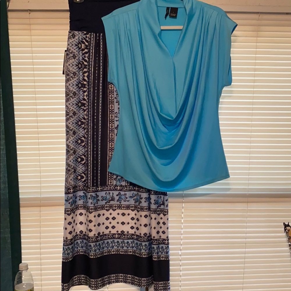 Long skirt with matching shirt